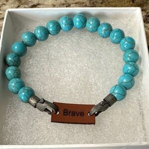 Turquoise Beaded 'Brave' Bracelet
